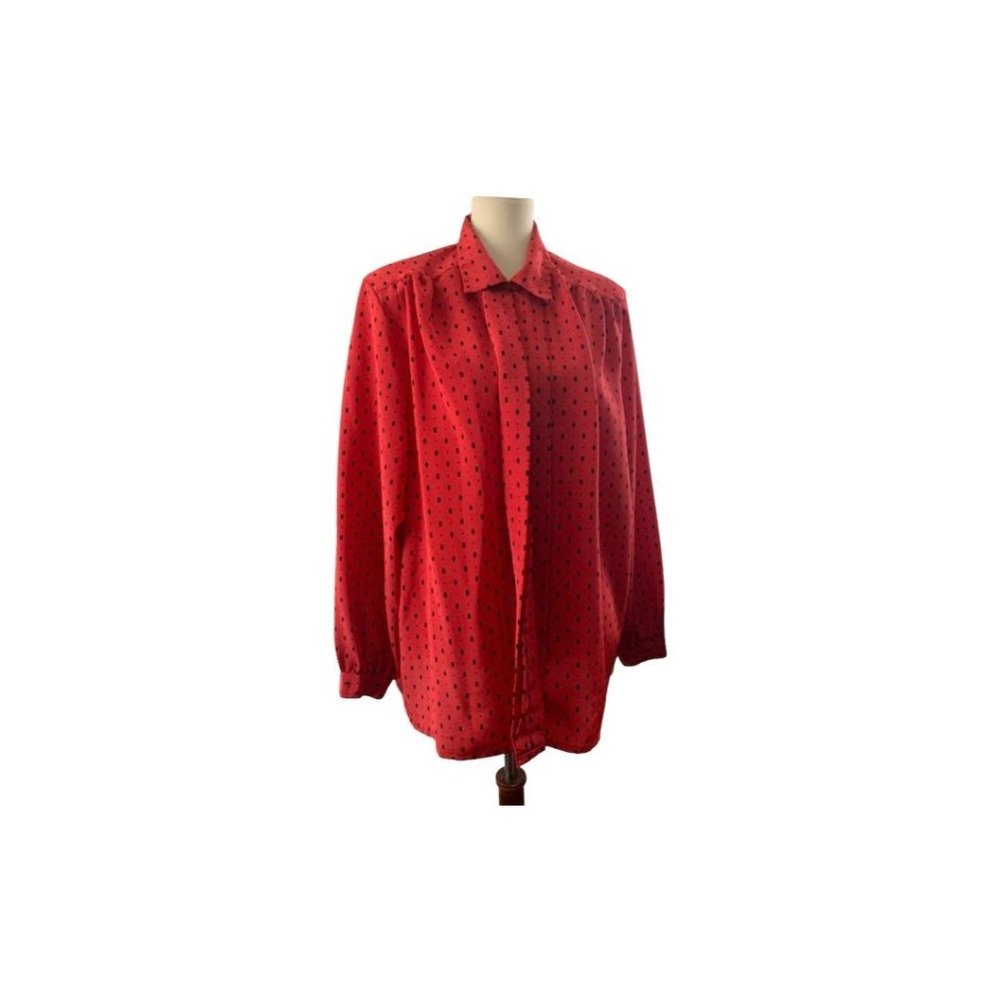 2X / 3X vintage 80’s Red and Black Blouse 2095